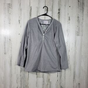 the cozy corner gray long sleeve soft pajama shirt women's size medium